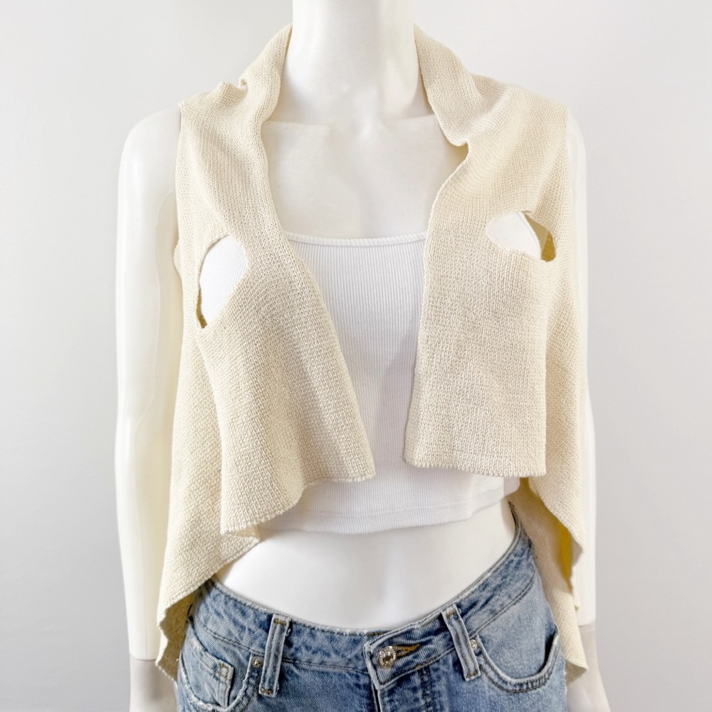 Drome Ivory Knit Shrug Sweater Size S Open Holes Boho Designer Indie Hippie